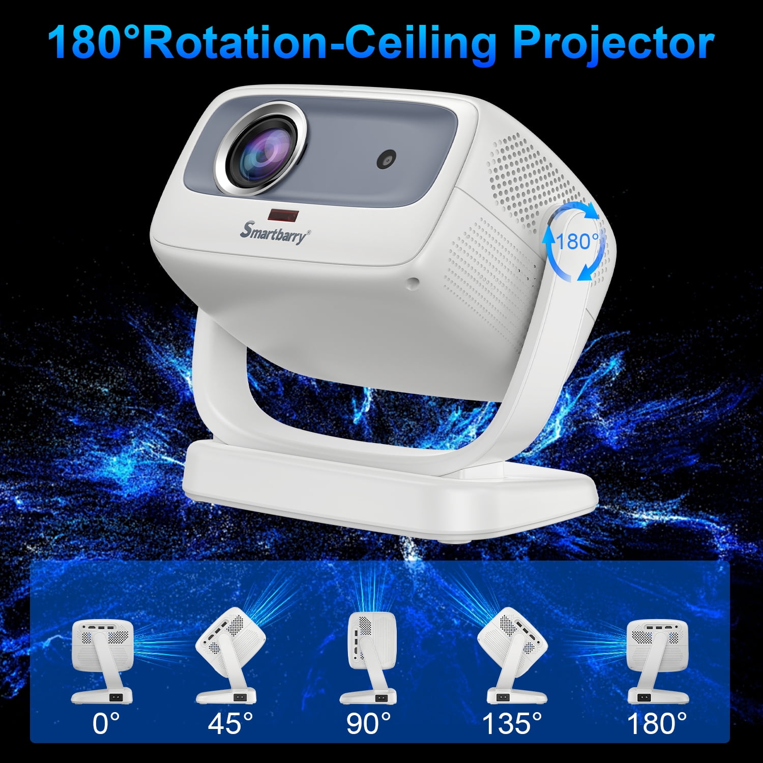 Projector 4K,AILKIN Portable Mini Smart Projector HD Outdoor Movie Home Theater,Auto Focus 2.4G/5G Support Native 1280P 130" Projector with Wifi and Bluetooth Compatible with iOS/Android