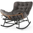 thumbnail image 1 of YUSAZENS Indoor Outdoor Rocking Chair - Rattan Rocker with Extendable Footrest, 352lbs Sturdy Large Lounge for Bedroom, Living Room Dark Gray, 1 of 7
