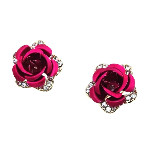 Christmas Gifts Moocorvic Rings for Women Fashion Jewelry Flower Rhinestone Earrings For Women Summer Style
