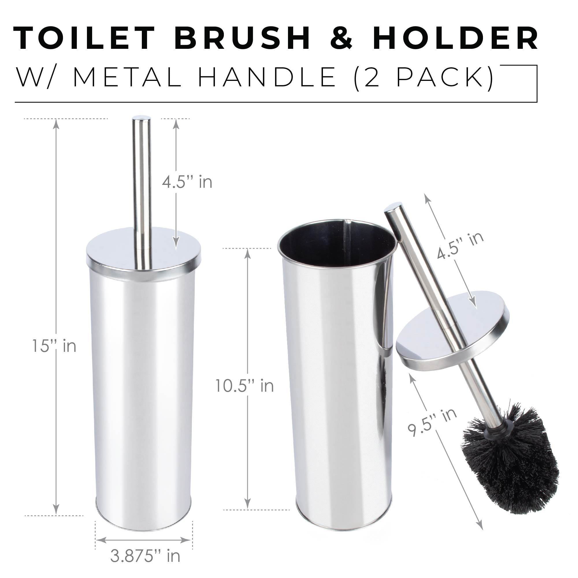 Stainless Steel Toilet Brush & Canister Set - Round