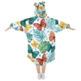 thumbnail image 2 of joogoo Wearable Blanket Hoodie for Butterfly Palm Leaves Flannel Sherpa Pocket 3-14 YR S, 2 of 7
