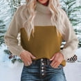 thumbnail image 6 of ShomPort Womens Fall Long Sleeve Turtleneck Casual Color Block Knitted Pullover Sweater Jumper Tops, 6 of 8