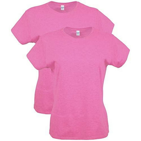 Gildan Women's Softstyle Cotton T-Shirt, Style G64000L, 2-Pack, Azalea, Small