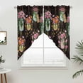 thumbnail image 2 of Swag Valance Curtains for Windows, Pink Spring Floral Light Filtering Kitchen Curtains with Rod Pocket, Farmhouse Botanical Wooden Retro Art Window Treatment Valances for Living Room, 36x63 - 2 PCS, 2 of 9
