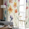thumbnail image 4 of Sheer Curtains 96 inches Long, Colorful Flowers Watercolor Floral Plants Retro Linen Light Filtering Sheer Window Curtains Rod Pocket Voile Drapes for Bedroom Living Room, 52"W x 96"L 2 Panels, 4 of 7