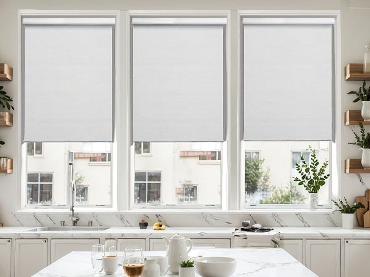 Keego No Drill Cordless Roller Shades No Tools Blinds Tension Blackout Roller Shades for Window Easy to Install Custom Size Shades (White Blackout, 19"W x 78"H)