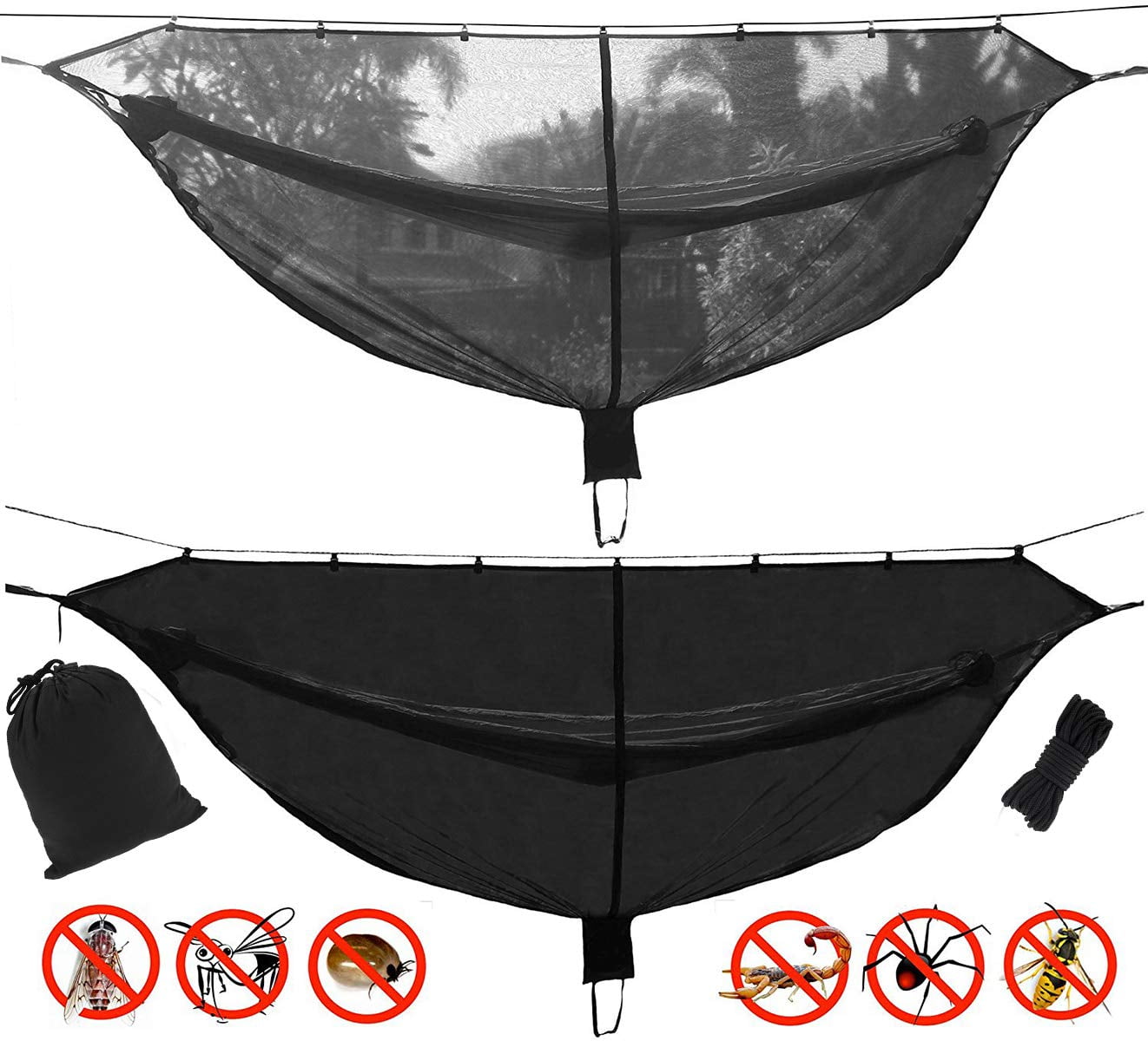 Easy Access Hammock Mosquito Net for 360 Degree Protection Fits All Hammocks 