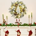 thumbnail image 5 of GarveeHome 22" Pre-Lit Silver & White Christmas Wreath with Gnomes, Battery Operated LED, 8 Modes, Flocked Winter Door, Mantel, or Window Holiday Decor, 5 of 8