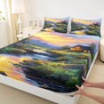 thumbnail image 4 of jejeloiu Beauty Nature Scenery Queen Sheet Sets,Oil Painting Artwork Bed Set For Girls Kids 4pcs, 4 of 6