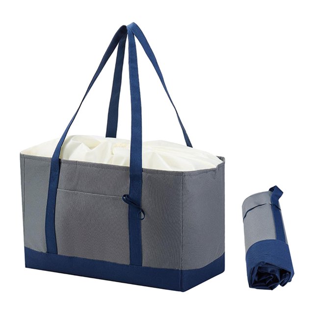 Bolsa de supermercado con aislamiento, portátil, para picnic, plegable, para entrega de comida. Gris