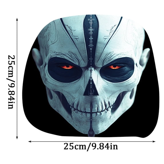 Funny Creepy Grayscale Skull Car Headrest Cover, Stretch Elastic Universal Auto Head Rest Protector, Halloween Prank Decorative Headrest Sleeve