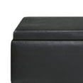 thumbnail image 4 of Owen 34 inch Wide Mid-Century Modern Tray Top Small Coffee Table Storage Ottoman in Distressed Black Vegan Leather, 4 of 10