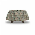 thumbnail image 4 of Leaves Ottoman Cover, Foliage Motifs Holly Berries, 2 Piece Slipcover Set with Ruffle Skirt for Square Round Cube Footstool Decorative Home Accent, Standard Size, Multicolor, by Ambesonne, 4 of 5