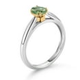 thumbnail image 3 of Gem Stone King 0.55 Cttw 6X4MM Oval Green Sapphire 10K White and Yellow Gold Solitaire Engagement Ring for Women | Gemstone Birthstone (Size 6), 3 of 4