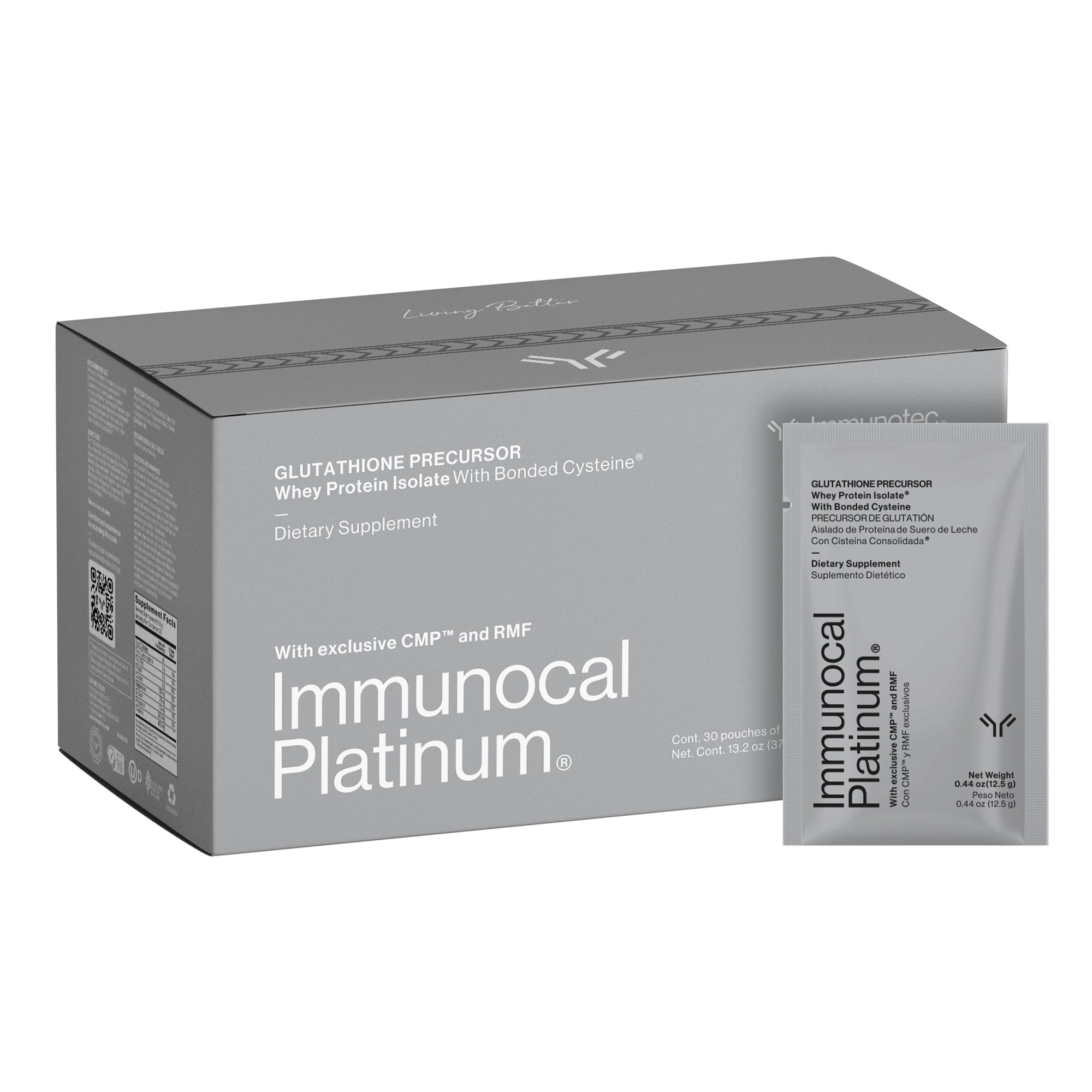 Immunocal Platinum® Glutathione Precursor – Whey Protein Isolate, Anti-Aging, Skin + Cell Renewal, Immune Support, Detox + Bone Support | Fat and Sugar Free, Lactose-Intolerant Friendly | 30 Servings