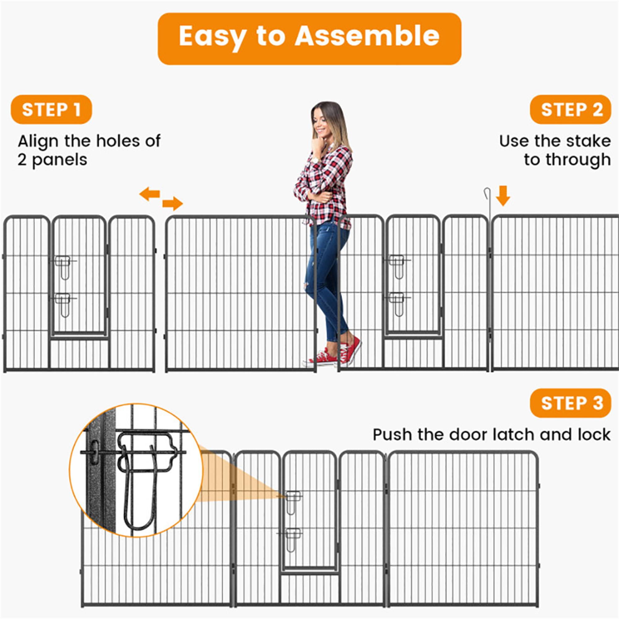 Demi Bonn 31"x32" Dog Playpen Outdoor 8-Panels Dog Pen Large Indoor Metal Puppy Pet Playpen for Small Dogs Run Fence, Black