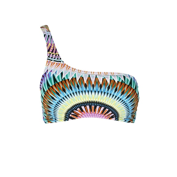 Bar III Womens One-Shoulder Tie-Dye Bikini Swim Top Multi Medium