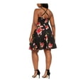 thumbnail image 2 of SEQUIN HEARTS Womens Black Floral Spaghetti Strap Square Neck Knee Length Party Fit + Flare Dress Plus 22, 2 of 2