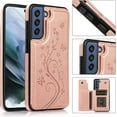 thumbnail image 3 of Phone Case for Samsung Galaxy S21 FE Gaxaly S 21 FE 5G with Tempered Glass Screen Protector Card Holder Wallet Cover Stand Flip Leather Cell Glaxay S21FE5G UW S21FE 21S G5 Cases Women Girl Rose Gold, 3 of 13