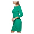 thumbnail image 3 of DKNY Womens Green Zippered Ruched 3/4 Sleeve Boat Neck Above The Knee Wear To Work Sheath Dress 2, 3 of 4