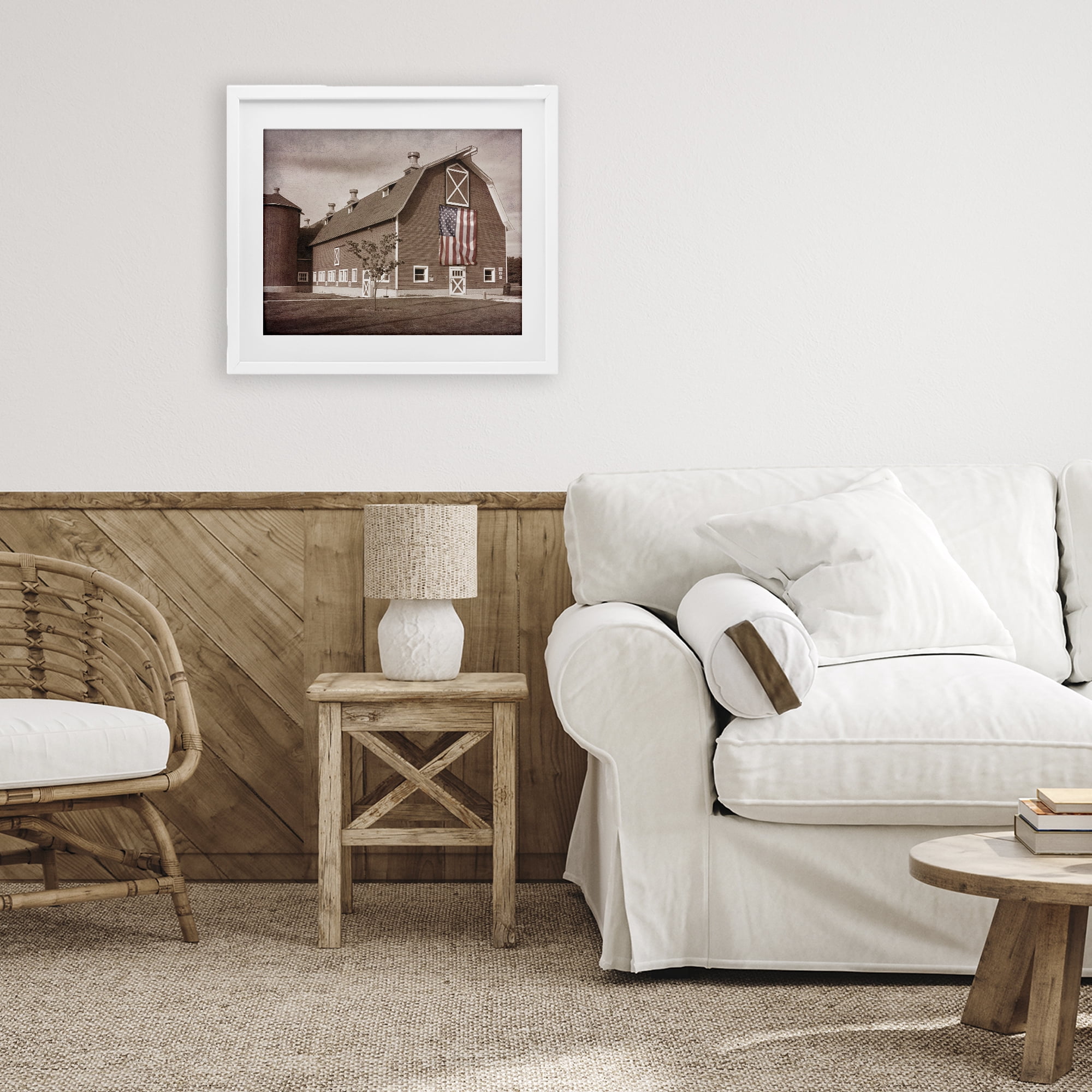 Stupell Industries Rural America Barn White Framed Print Under Glass, design by Marcus Prime