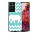thumbnail image 1 of Shockproof Hybrid Bumper Phone Case for Samsung Galaxy S21 Ultra, by OneToughShield ® - Chevron/Teal/Elephant, 1 of 3