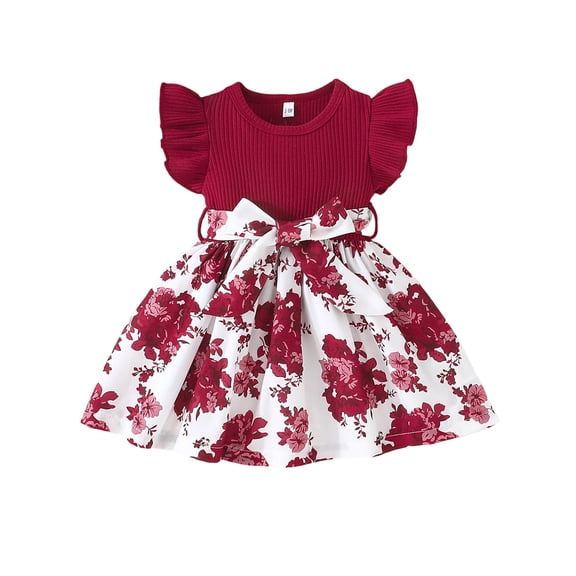 Toddler Girls Summer Dresses Floral Print Sleeveless A Line Tiered Ruffle Children Beachwear Girls Formal Dress Size 2-3T