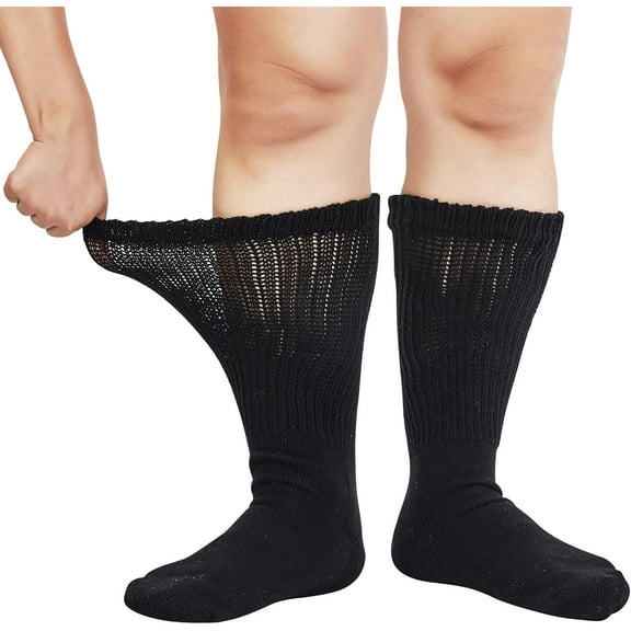 Mens Thermal Socks Black Crew Socks for Men Women, Cushioned, Moisture Wicking, Smooth Toe Seam, Wide Calf Black Large Tall