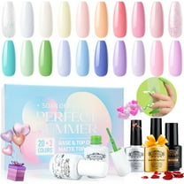 Perfect Summer Gel Nail Polish Kit, 20 Colors Gel Polish Macaron Fresh UV Nail Polish Gel Set with Glossy Base Top Coat Matte Coat, Manicure DIY Salon Nail Art Gift for Women Girls