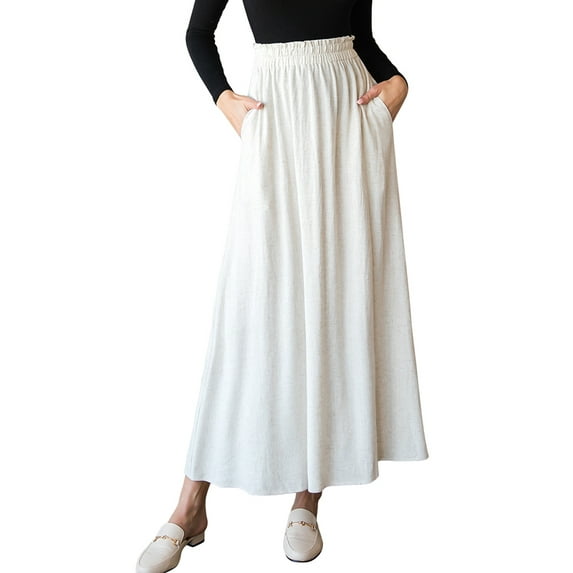 Doublju Women's Ruffle Slit Detailed Maxi Skirt With Side Pocket