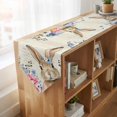 thumbnail image 4 of Bunny Easter Table Runner Linen Burlap Table Runner 72 Inches Long Vintage Spring Floral Blue Eucalyptus Leaves Dresser Scarves for Kitchen Island Coffee Dining Party Wedding Holiday Decor 14"x72", 4 of 8