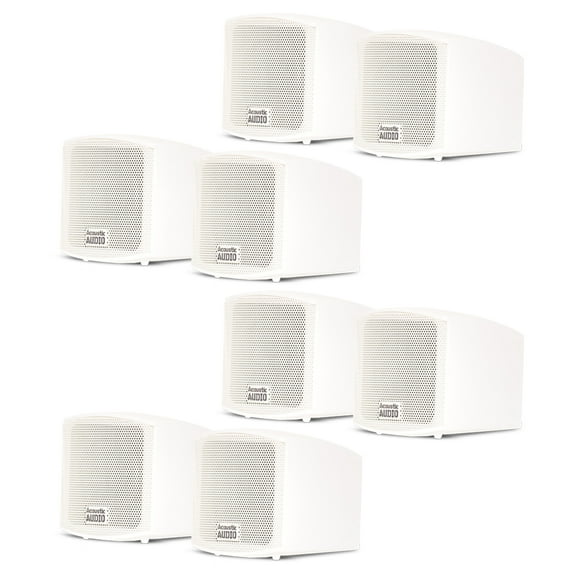 Acoustic Audio AA321W Mountable Indoor Speakers 1600 Watts White Bookshelf 4 Pair Pack AA321W-4Pr
