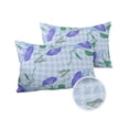 thumbnail image 2 of Garden Butterfly Morning Glory Vine Outdoor Pillow Covers Set of 2,Decorative Waterproof Throw Pillow Case,Flower on Blue Lattice Grid Cotton Linen Soft Cozy Cushion Pillowcases, 2 of 7