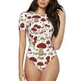 thumbnail image 1 of Saiise Motif Champignon Grenouillère à Manches Courtes pour Femmes Col Rond Pyjama Justaucorps Extensible avec Fermeture à Pression-Petit, 1 of 7