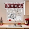 thumbnail image 2 of Winter Snowflake Valances for Windows, 42 x 18in, Christmas Red Black Plaid Silhouette Rod Pocket Kitchen Valance Curtain Light Filtering Window Treatments for Living Room Bedroom, 1 Panel, 2 of 7