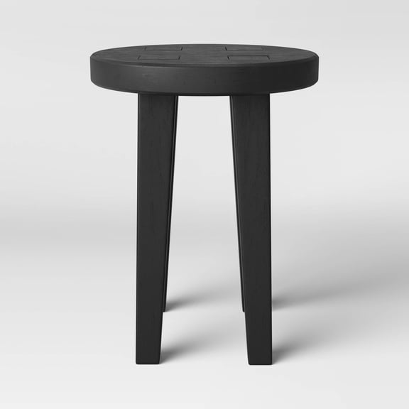 Woodland Tall Carved Wood Side Table Black - Oval, No Assembly, 18" Height