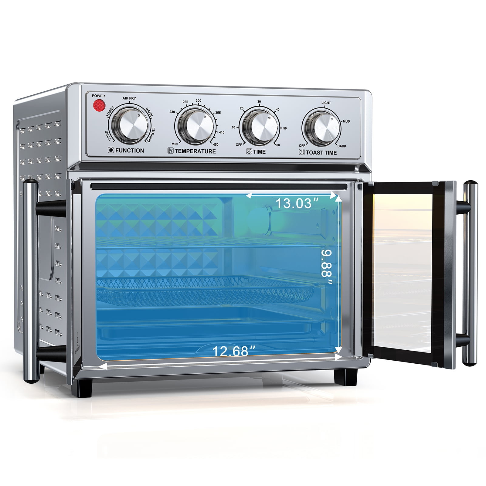27.5QT Stainless Steel Air Fryer Oven – 3-Layer Cooking, Multi-Function, Double-Door Design for Family Meals