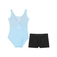 thumbnail image 6 of Sinleey Girls Mesh V-Neck Ballet Dance Leotard Outfits Gymnastics Athletic Bodysuit with Shorts Light Blue 16, 6 of 7