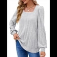 thumbnail image 3 of Camisas Tipo Túnica para Mujer, Camisas Holgadas de Larga, Camisas de Cuello Cuadrado Gris L, 3 of 8