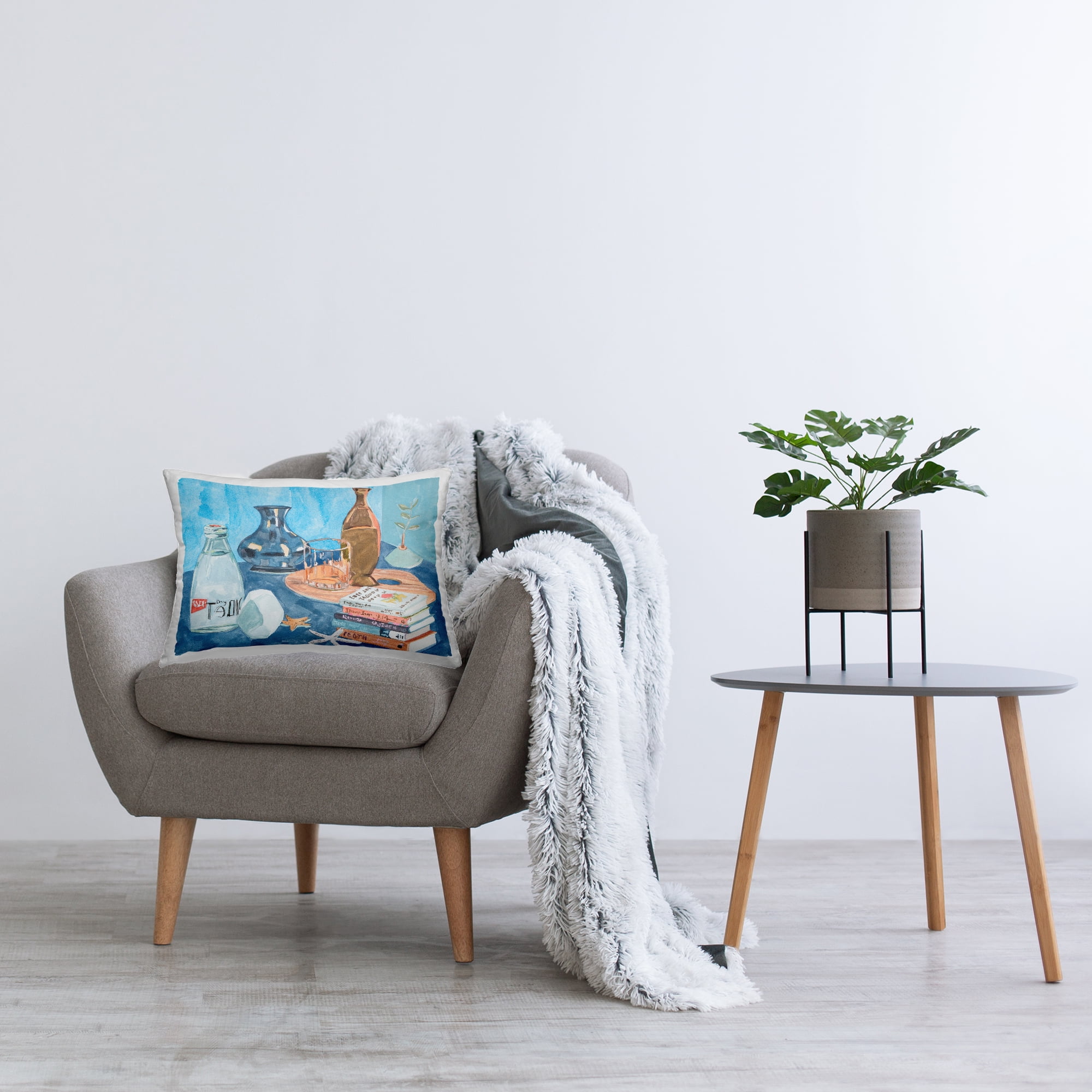 Stupell Industries Still Life with Book Stack Decorative Printed Throw Pillow Design by Melissa Wang .