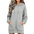 thumbnail image 3 of Helii Hoodie Dress Women Oversized Long Sleeve Sweatshirt Dress Mid Thigh Casual Pullover Hooded Tunic with Pockets Soft Comfy Loose Fall Winter Lounge Dress 8 Colors, 3 of 9