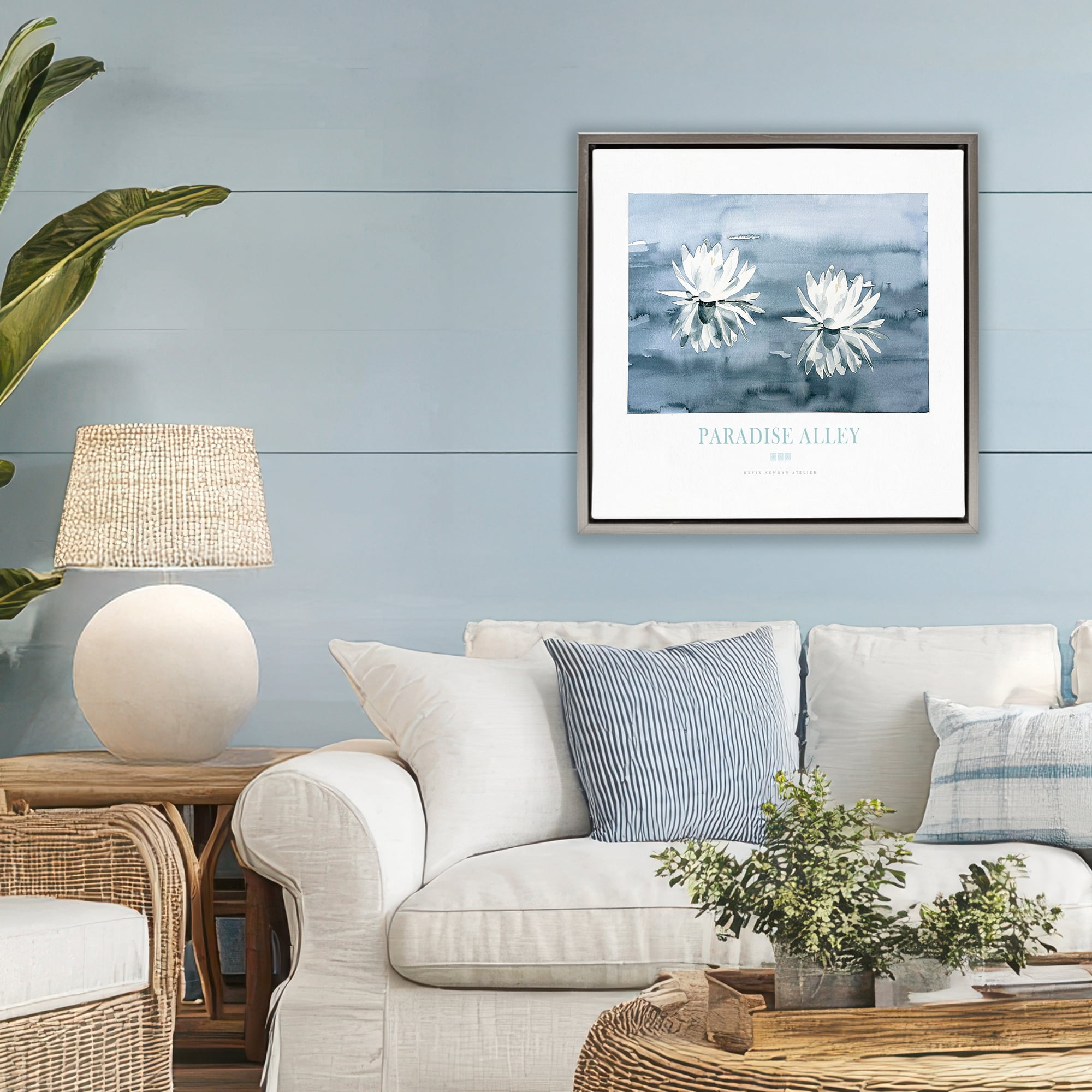Stupell Industries Paradise Alley Water Lilies Gray Framed Floater Canvas Wall Art, design by Jadei Graphics