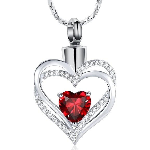 Urn Necklaces for Ashes - Birthstones Heart Cremation Jewelry for Human / Pet Ashes Keepsake Necklace for Women to Hold Ashes of Loved Ones