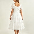 thumbnail image 4 of Blmnix Elegant Dresses Woman Dress Lace Dress Fit & Flare A Line Dresses Under Dresses Mid-Length Square Neckline Short Sleeve White Casual Dresses for Women L, 4 of 7
