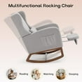 thumbnail image 5 of Rocking Chair Nursery Glider Chair with Foot Rest, Nursery Rocking Chairs with Rubber Wood Legs Side Pocket, High Back Nursing Chair, Accent Rocker Arm Chair Baby Bedroom, Living Room, Grey, 5 of 7