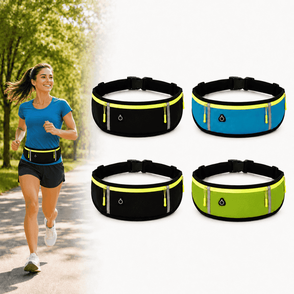 4 Pack Slim Running Belt Fanny Pack for Men and Women, Lightweight Waist Pack for Running, Jogging, Hiking, Cycling, Workouts and Travel