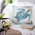 thumbnail image 3 of Teal Sea Turtle Coastal 26x26 Pillow Covers Set of 2, Nautical Summer Beach Starfish Throw Pillow Covers Decorative Couch Cushion Case, Microfiber Square Pillowcases for Bedroom Car Living Room, 3 of 7
