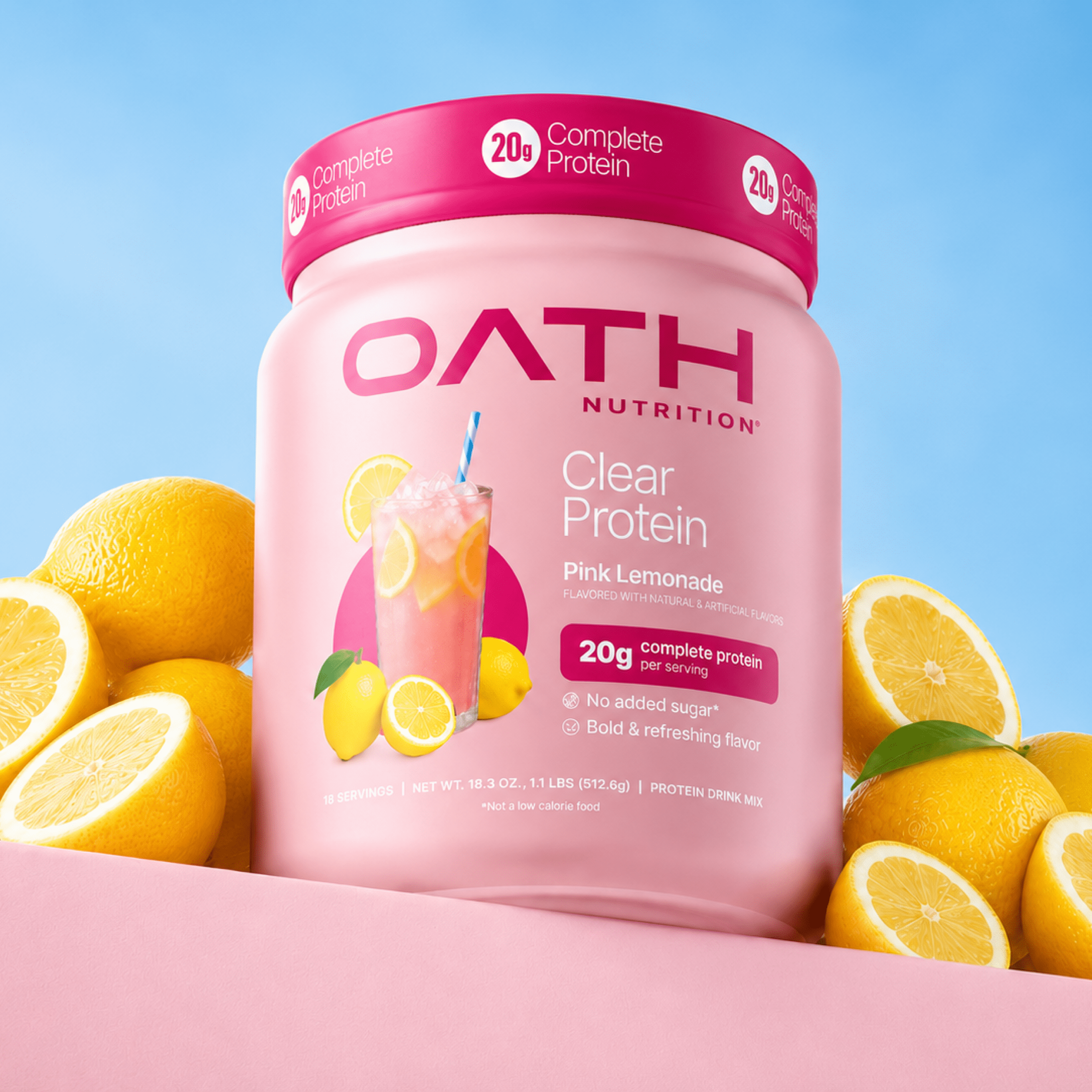 OATH Nutrition Clear Protein Pink Lemonade 15 Servings