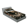 thumbnail image 2 of Ambesonne Lion Fitted Sheet & Pillow Sham Set, King Emerging from Brick Wall, Twin, Pale Mustard and Dark Mustard, 2 of 2