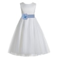 thumbnail image 2 of Ekidsbridal Girl Wedding Flower Girl Dress - V-Back Ivory Tulle with Tiebow, 2 of 3